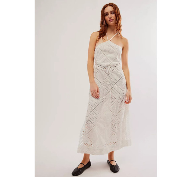 New FREE PEOPLE For Love & Lemons Temple Halter Midi Dress $269 SMALL White - Picture 5 of 8